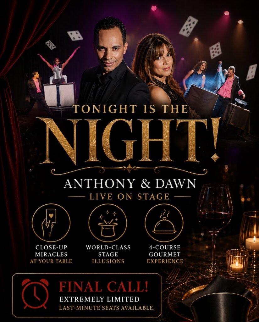 Brownbeauty Magic Instagram post: Tonight is the night, Anthony and Dawn live on stage, final call for seats