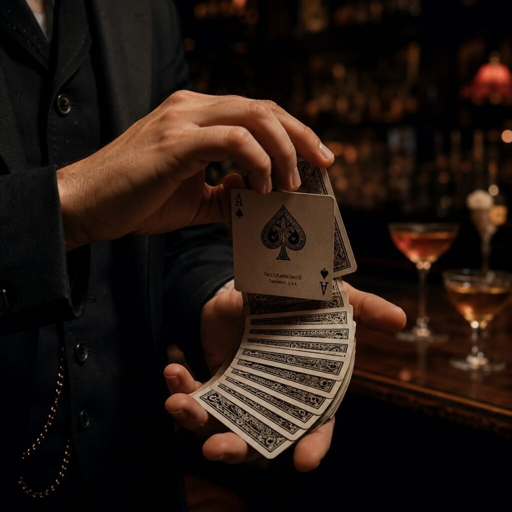 Brownbeauty Magic Instagram post: close-up card magic at the bar