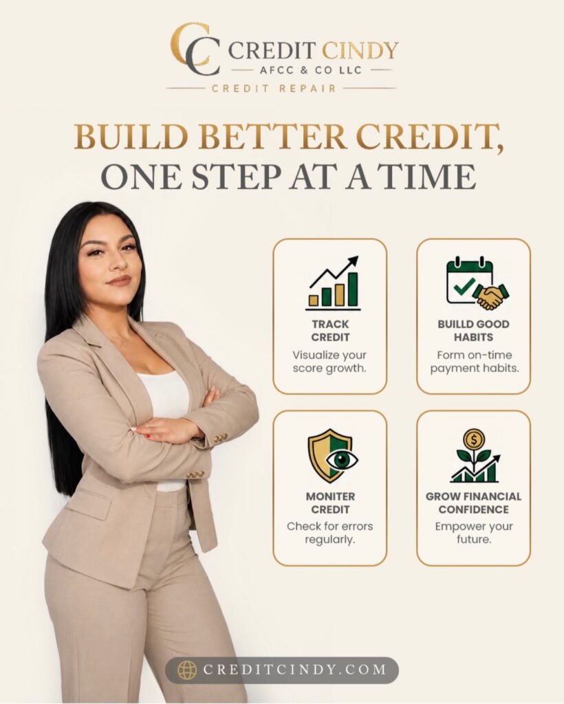 Credit Cindy TikTok post: Better credit isn't built overnight ,it's built through consistent habits. Track your prog
