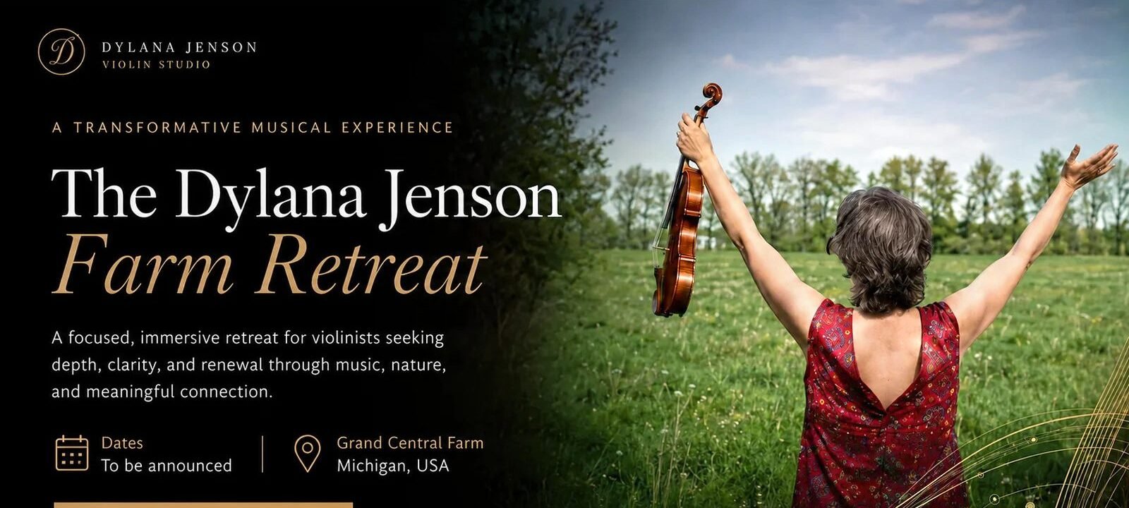 Farm Retreat landing page of the Dylana Jenson website