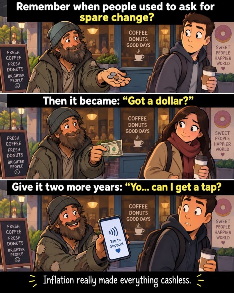 HellYea Plots comic about inflation and asking for spare change
