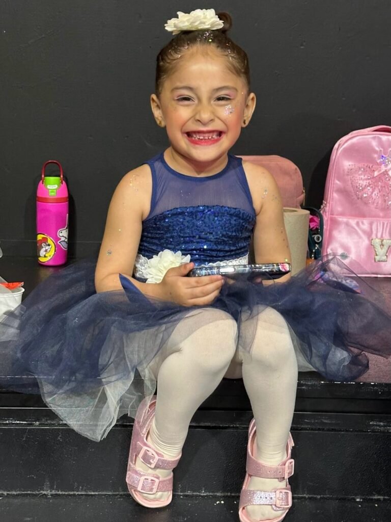 Karina's School of Dance student backstage in costume on show day