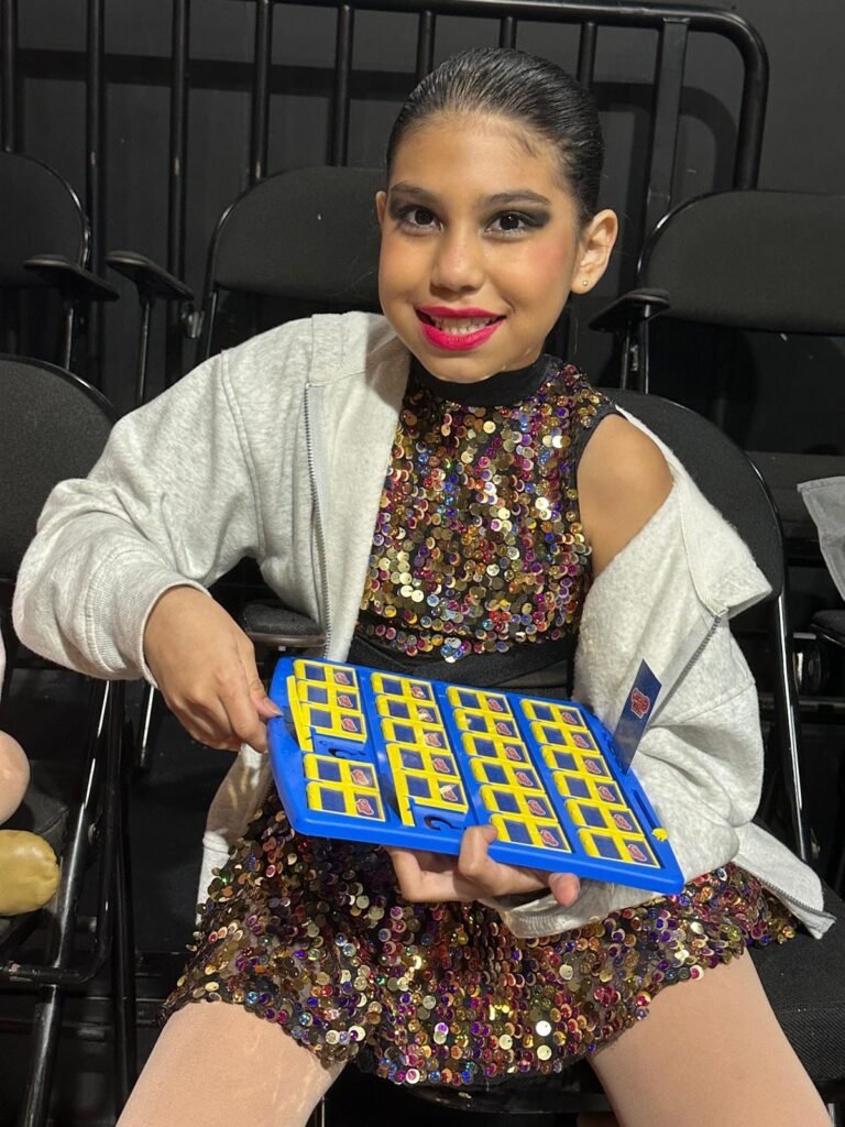 Karina's School of Dance student backstage in costume on show day
