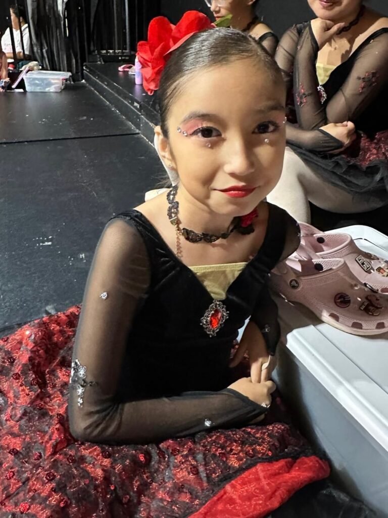 Karina's School of Dance student backstage in costume on show day