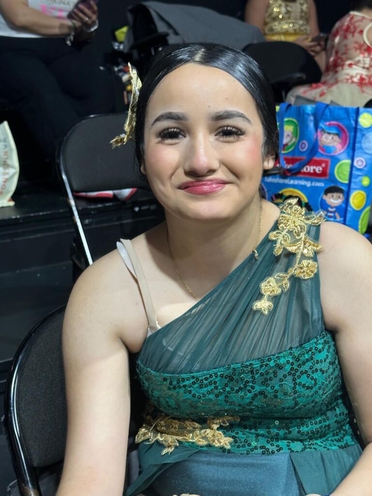Karina's School of Dance student backstage in costume on show day