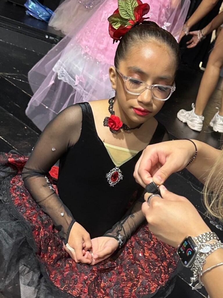 Karina's School of Dance student backstage in costume on show day