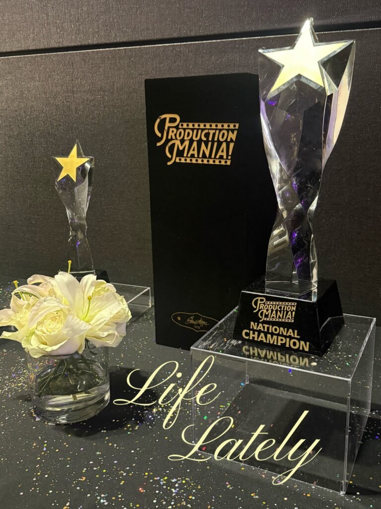 Karina's School of Dance Production Mania National Champion trophy